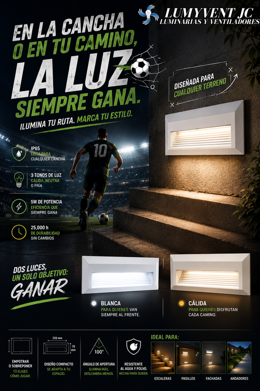 WL5BL LUMINARIO CORTESIA LED PVC PARED BLANCO EMPOTRAR/SOBREPONER 5W 127V - LumyventJC