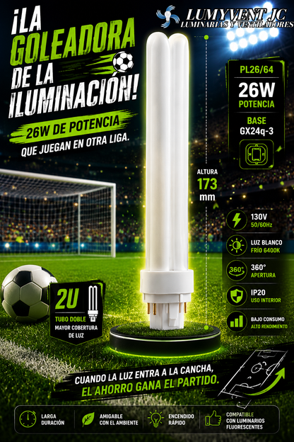 PL26/64 FOCO FLUORESCENTE PL TIPO 2U 26W 4 PINES - LumyventJC