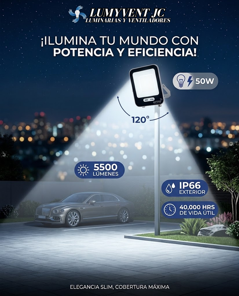 ARE-005 REFLECTOR LED CUADRADO SLIM 50W BLANCO FRÍO