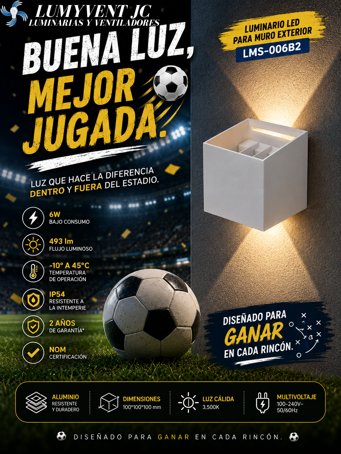 LMS-006B2 LUMINARIO LED PARA MURO EXTERIOR