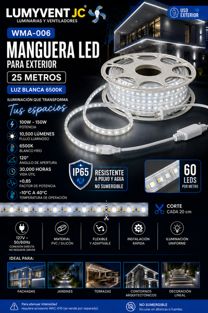 WMA-006-3 3CAJAS DE MANGUERA LED 150W 25M BLANCO FRIO