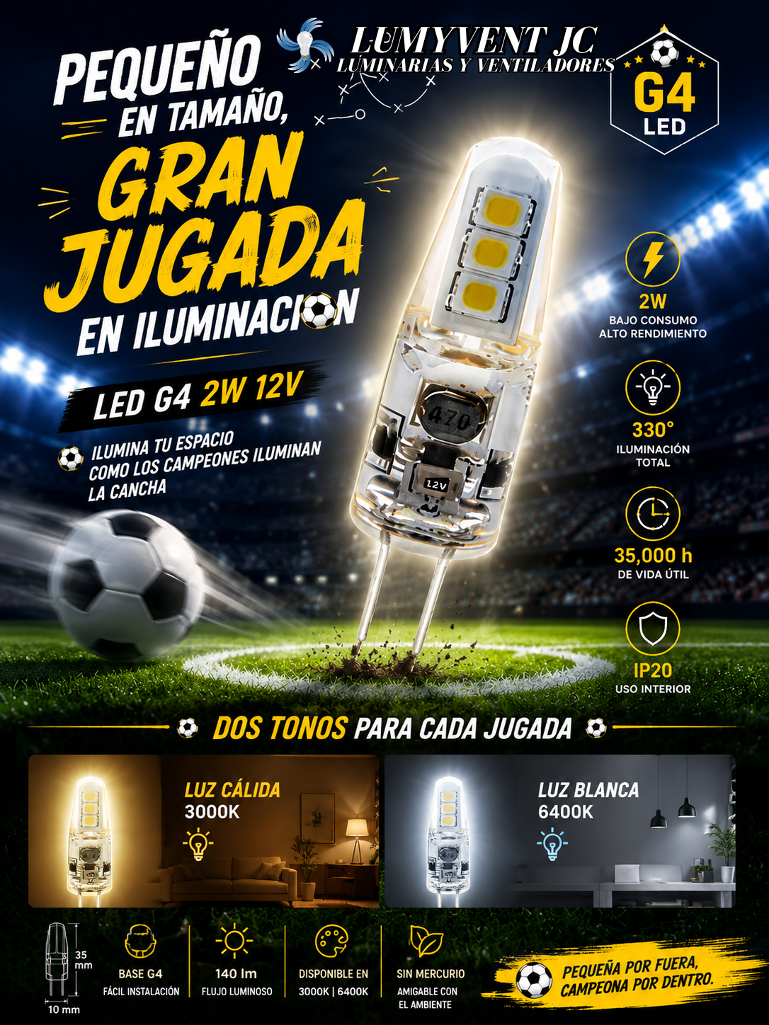 G4LED2/BC Foco cacahuate LED 2W - LumyventJC