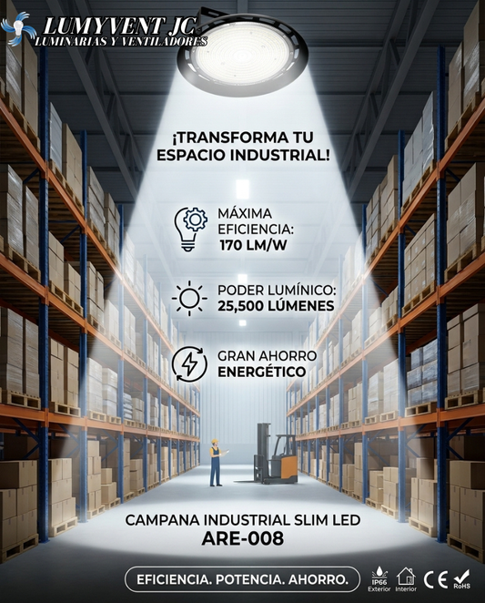 ARE-008 CAMPANA INDUSTRIAL SLIM LED 150W BLANCO FRÍO - LumyventJC