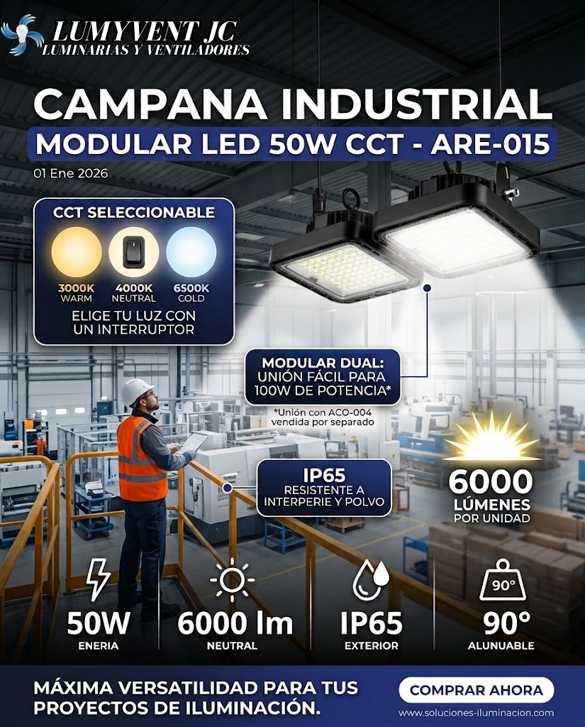 ARE-015 CAMPANA INDUSTRIAL MODULAR LED 50W CCT