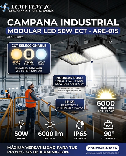 ARE-015 CAMPANA INDUSTRIAL MODULAR LED 50W CCT
