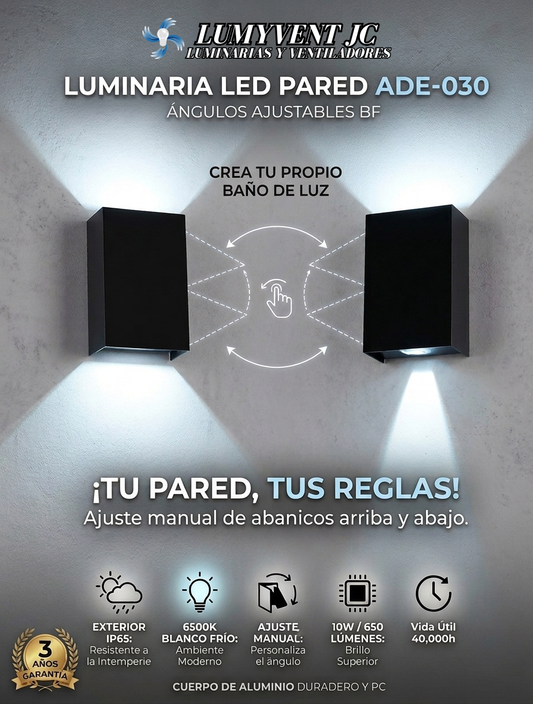 ADE-030 LUMINARIA LED PARED ÁNGULOS AJUSTABLES BF - LumyventJC