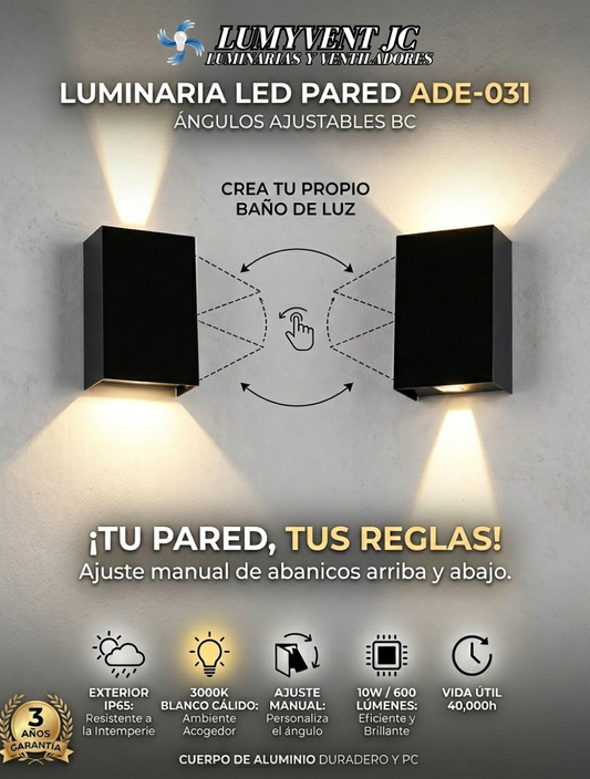 ADE-031 LUMINARIA LED PARED ÁNGULOS AJUSTABLES BC - LumyventJC