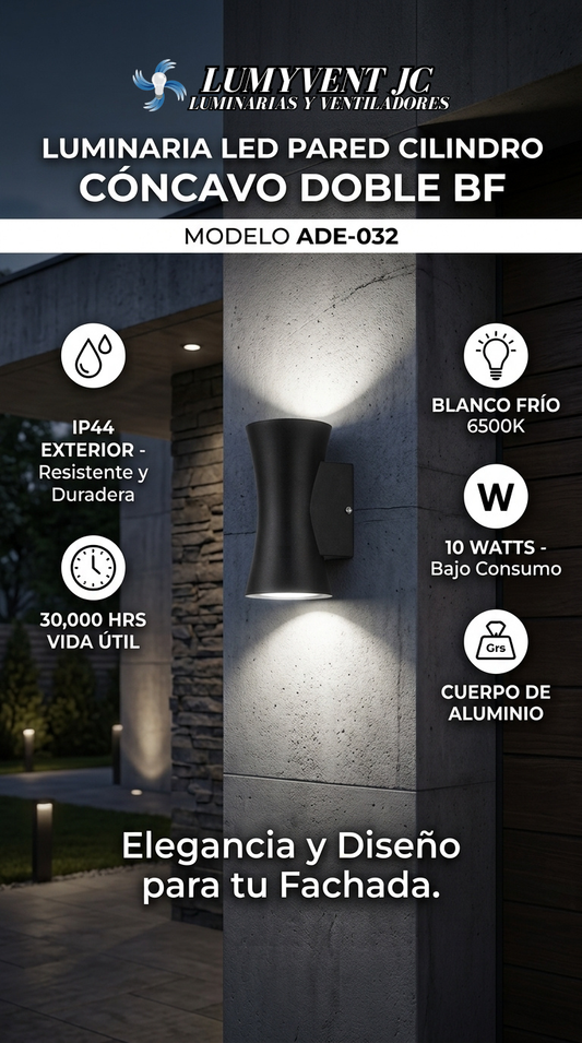ADE-032 LUMINARIA LED PARED CILINDRO CONCAVO DOBLE BF - LumyventJC