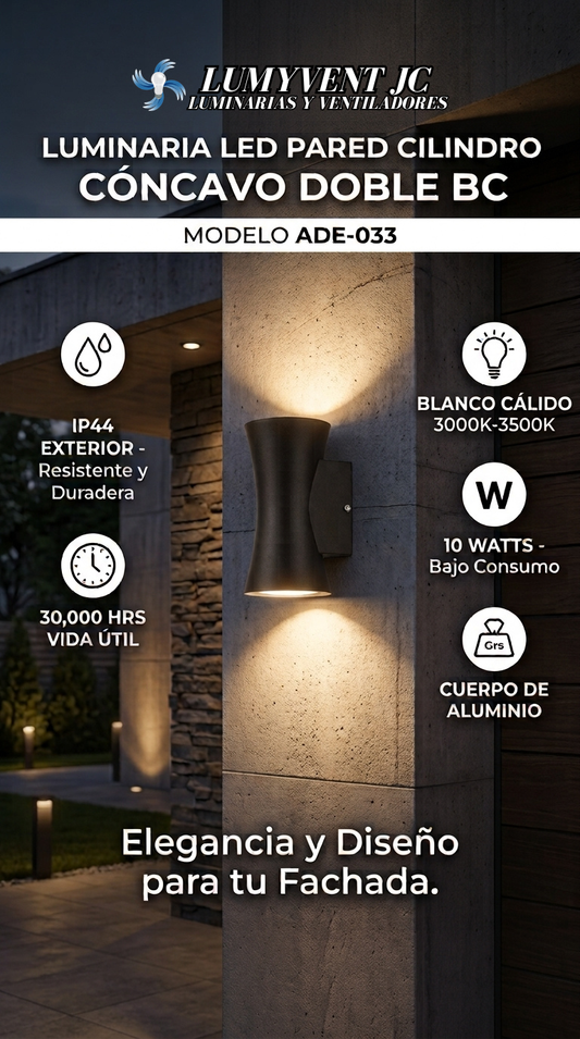 ADE-033 LUMINARIA LED PARED CILINDRO CONCAVO DOBLE BC - LumyventJC