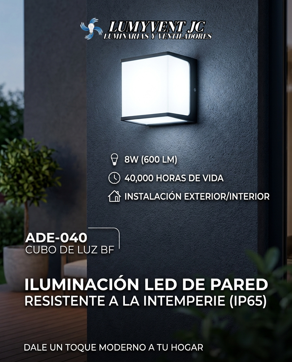 ADE-040 LUMINARIA LED PARED CUBO DE LUZ BF