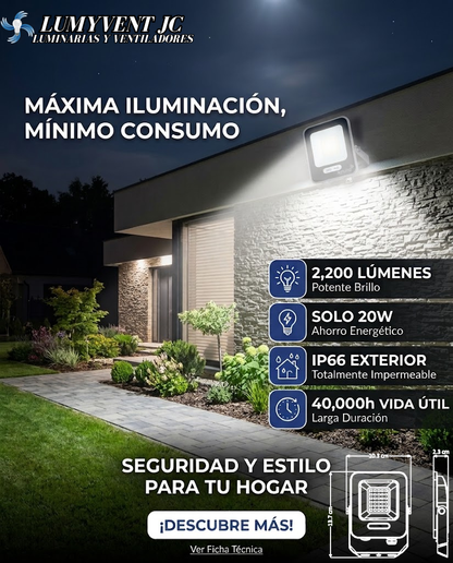 ARE-001 REFLECTOR LED CUADRADO SLIM 20W BLANCO FRÍO