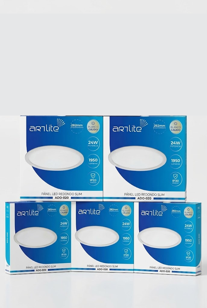 ADO-020 5 PIEZAS DE PÁNEL LED REDONDO SLIM 24W EMPOTRABLE BLANCO CÁLIDO