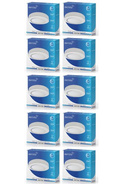 ADO-004 10 PIEZAS DE PÁNEL LED REDONDO SLIM 12W SOBREPONER BLANCO FRÍO