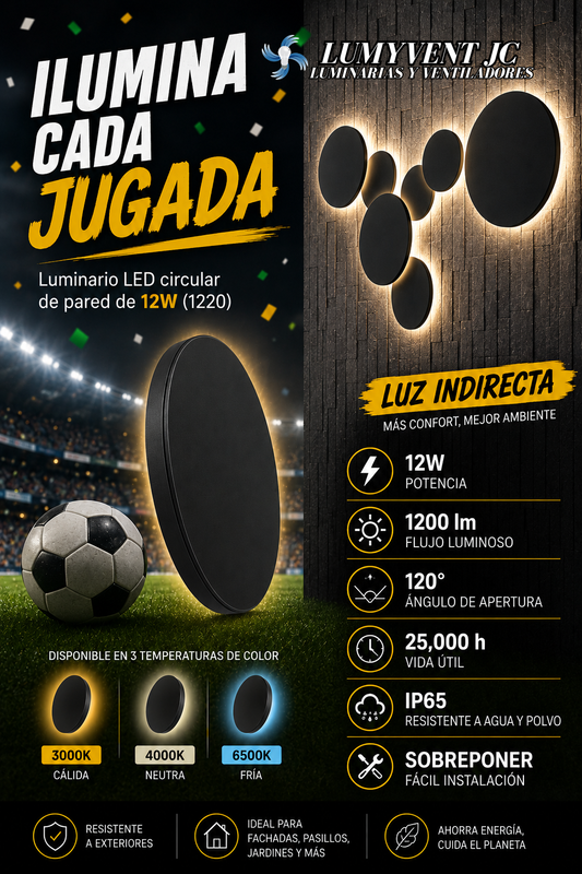 1220 LUM LED EMPOTRAR 12W 127V 3 TONOS LUZ NEGRO - LumyventJC