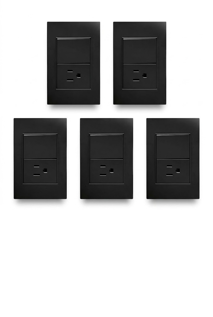 APL-305 5 PIEZAS DE PLACA NEGRA DE CONTACTO Y APAGADOR DE 1 INTERRUPTOR 3 VÍAS