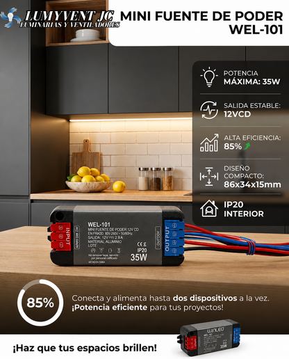 WEL-101 MINI FUENTE DE PODER 35W 12VCD DE SALIDA