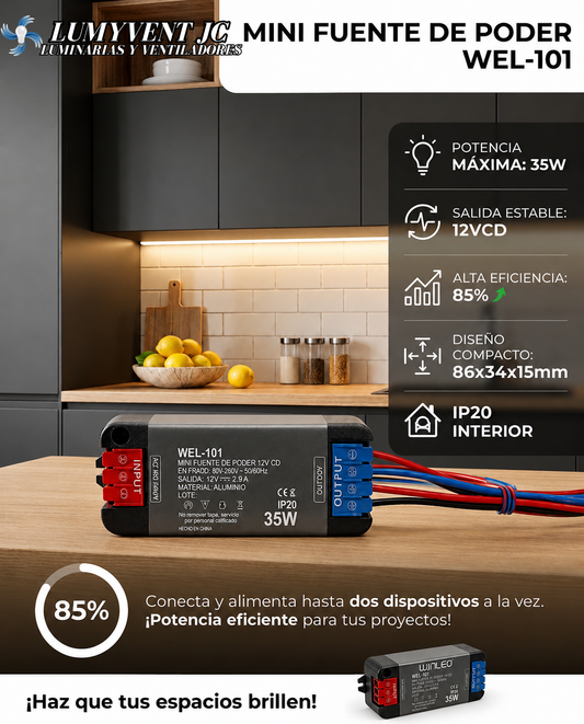 WEL-101 MINI FUENTE DE PODER 35W 12VCD DE SALIDA
