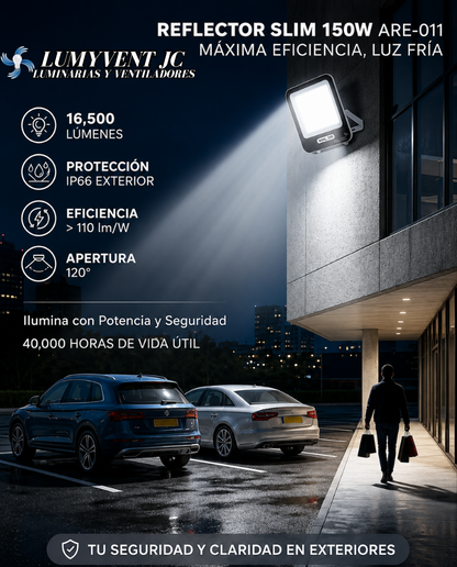 ARE-011 REFLECTOR LED CUADRADO SLIM 150W BLANCO FRÍO