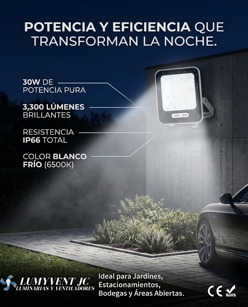 ARE-003 REFLECTOR LED CUADRADO SLIM 30W BLANCO FRÍO - LumyventJC