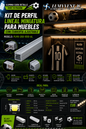 PLMX-250-1010-AL Kit de perfil lineal miniatura para muebles con cubierta ajustable