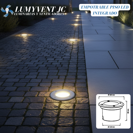 ADE-208 – EMPOTRABLE PISO LED INTEGRADO 12W 950LM IP67 EXTERIOR BLANCO CALIDO 3000K