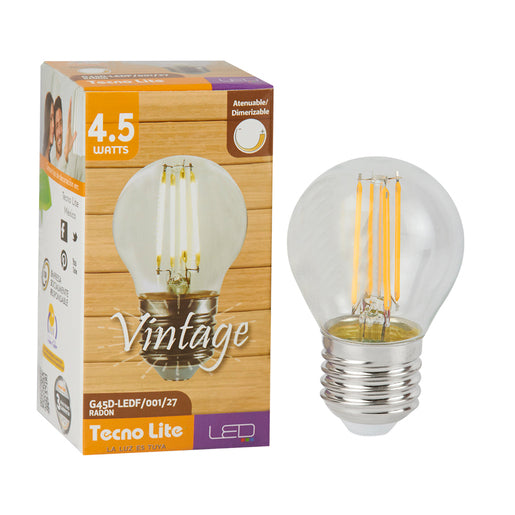 Foco Globo G45 LED Filamento 4.5 W, Luz Cálida Suave, Base E27, Atenuable - LumyventJC