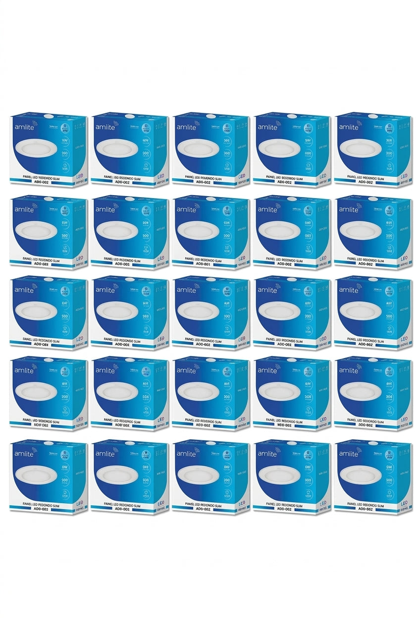 ADO-002 25 PIEZAS DE PÁNEL LED REDONDO SLIM 6W EMPOTRABLE BLANCO FRÍO