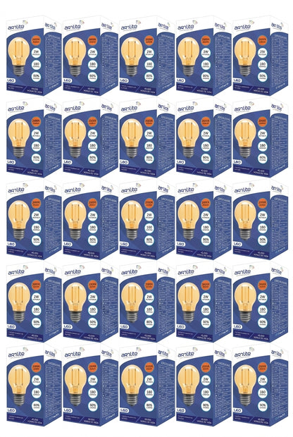 ALA-023 25 PIEZAS DE LÁMPARA LED DE FILAMENTO G45 BASE E26 2W ST64 ÁMBAR