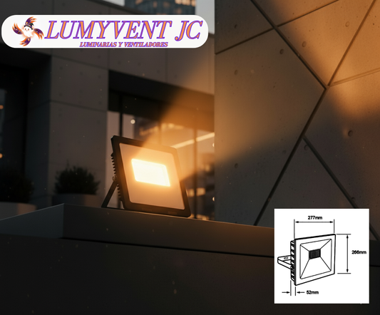 Reflector LED Exterior 100 W, Luz Ámbar, IP65, IK07, No Atenuable, LED integrado