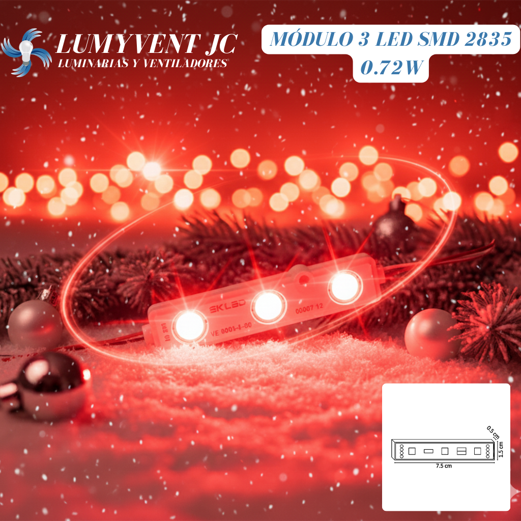 MÓDULO 3 LED SMD 2835 EXTERIOR ROJO - LumyventJC