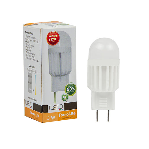 Foco JCD LED Ampolleta 3 W, Luz Cálida Brillante, Base GY6.35, Atenuable