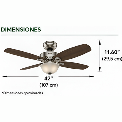 52219Ventilador de Techo Builder Small Room con Luz 42 Pulgadas - LumyventJC