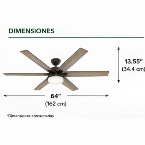 59322 Ventilador de Techo Kaplan con Luz 64 Pulgadas - LumyventJC