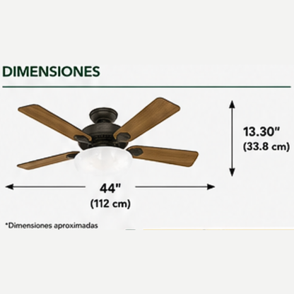50896 Ventilador de Techo Swanson con Luz LED 44 Pulgadas - LumyventJC