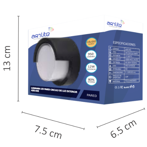 ADE-043 LUMINARIA LED ARBOTANTE CIRCULO BLANCO CALIDO