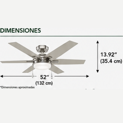 53261 Ventilador de Techo Toledo con Luz LED 52 Pulgadas NIQUEL MATE - LumyventJC