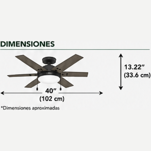 52104 Ventilador de Techo Spokane con Luz LED 40 pulgadas NEGRO MATE - LumyventJC