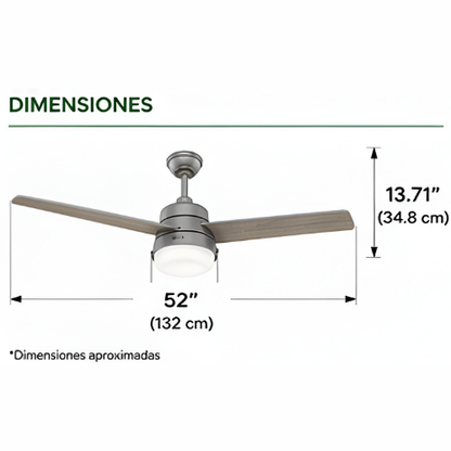 51734 Ventilador de Techo Aker Exterior con Luz 52 pulgadas - LumyventJC