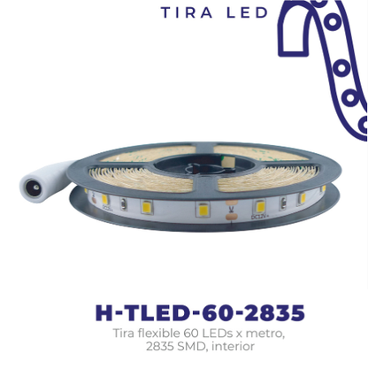 H-TLED-60-2835/LD Tira flexible 60 LEDs por metro, 2835 SMD