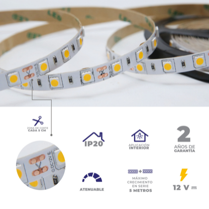 H-TLED-60-5050/BC Tira flexible 60 LEDs por metro, 5050 SMD