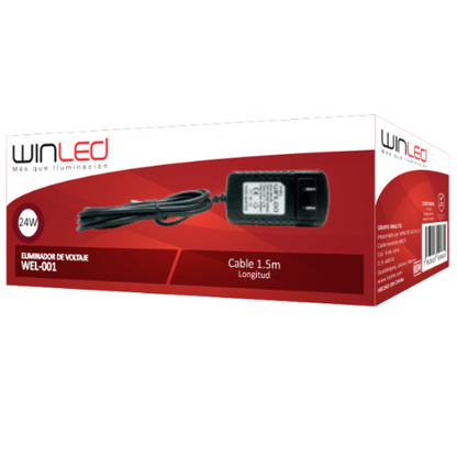 WEL-001 ELIMINADOR DE VOLTAJE CD 12V A 2AMP INTERIOR
