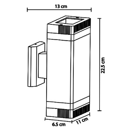 WDE-014 LUMINARIA PARED CUADRADO PC DOBLE DISPARO 2XGU10