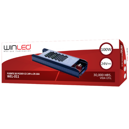 WEL-011 ELIMINADOR DE VOLTAJE CD 24V A 4.17AMP INTERIOR