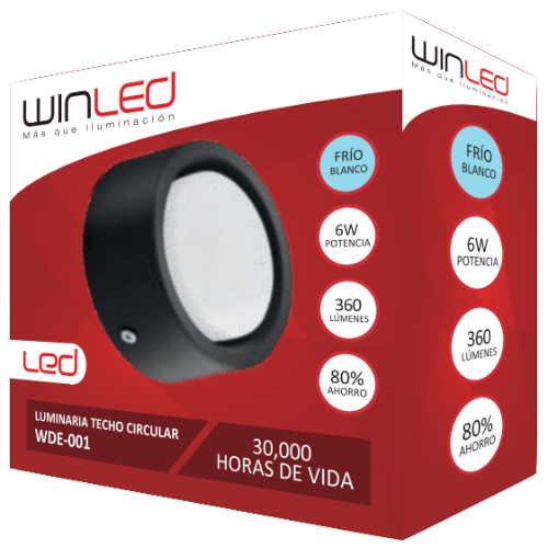 WDE-001 LUMINARIA SOBREPONER TECHO CIRCULAR 6W BLANCO FRÍO - LumyventJC