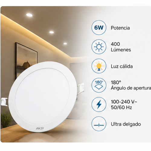 117913 LUMINARIA DE EMPOTRAR CIRCULAR 6W 3000K AKSI