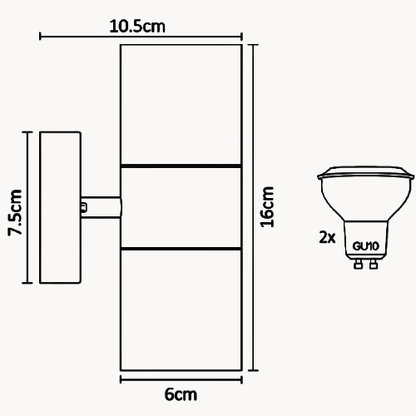 ADE-013 LUMINARIA PARED CILÍNDRO DOBLE SATÍN EXTERIOR PARA GU10 - LumyventJC