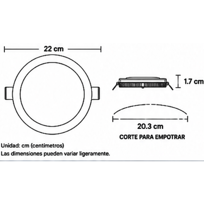 117918 LUMINARIA DE EMPOTRAR CIRCULAR 18W 6500K AKSI