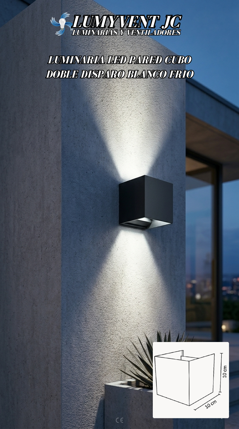 ADE-020 LUMINARIA LED PARED DOBLE CUBO NEGRO, ÁNGULO AJUSTABLE BLANCO FRÍO 6W - LumyventJC