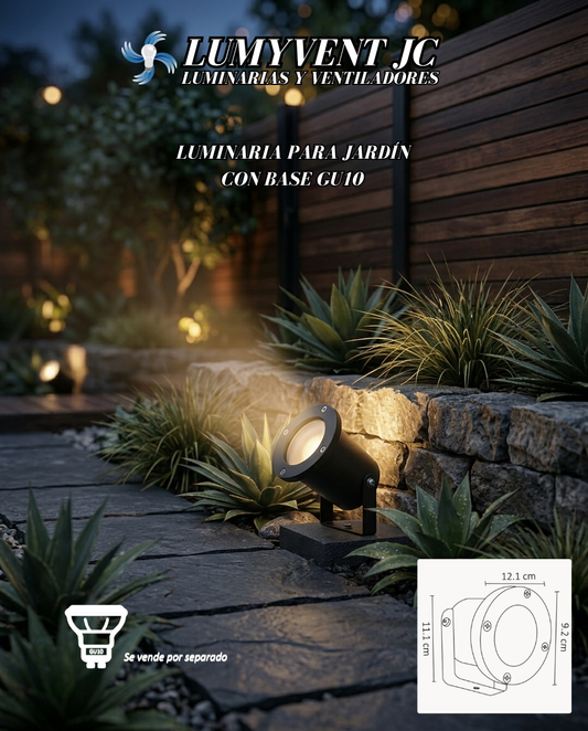 ADE-301 LUMINARIA JARDÍN SOBREPONER NEGRA EXTERIOR BASE GU10