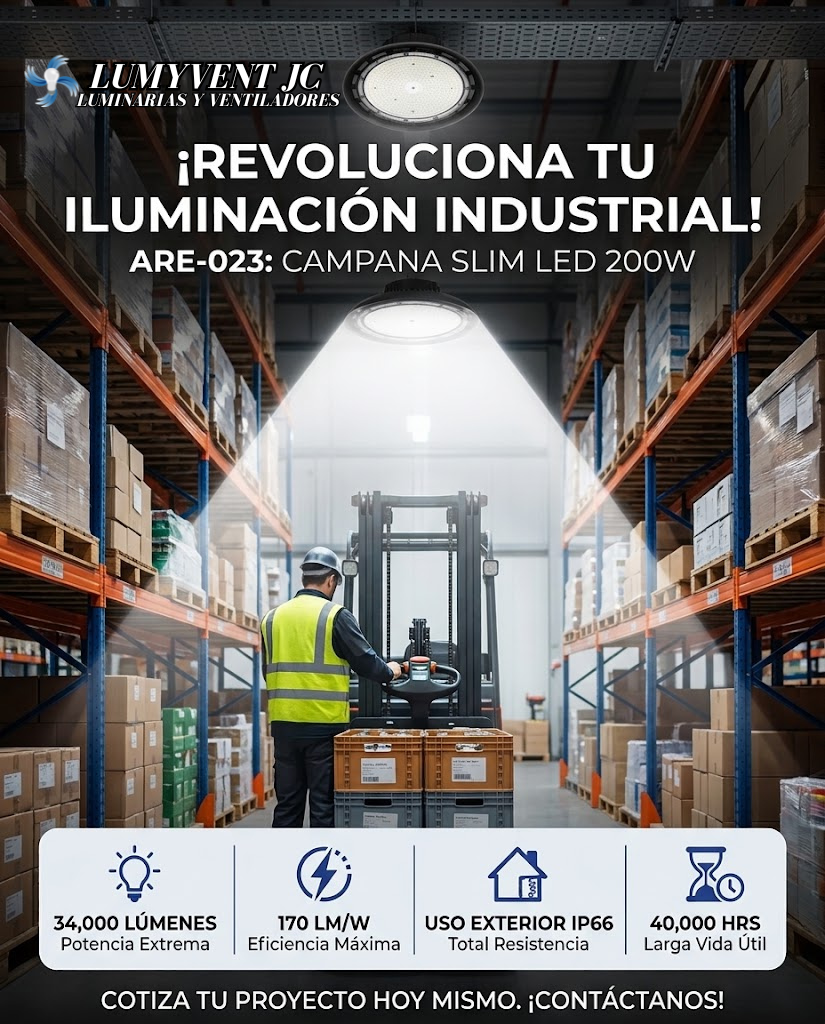 ARE-023 CAMPANA INDUSTRIAL SLIM LED 200W BLANCO FRÍO